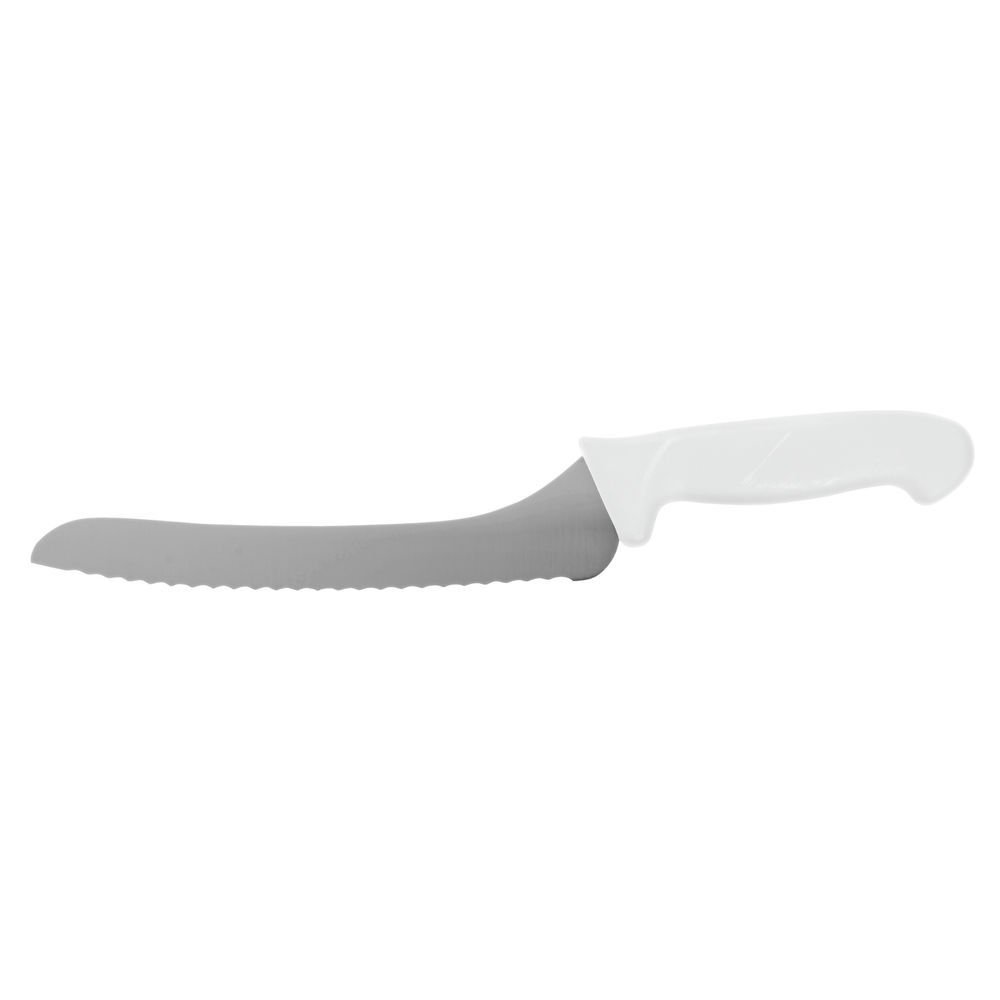 Offset Bread Knife with White Handle Stainless Steel - 9" L Blade by HUBERT – 9", Stainless Steel, Silver