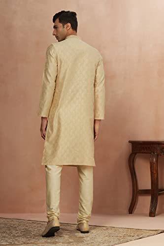 Image of Manyavar Men's Art Silk Jacquard Woven Ethnic Kurta Set (2pcs)