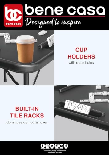 Image of Bene Casa Black Domino Table, Premium Domino and Game Table /Professional-Grade Gaming Table, 38 inchx38 inch