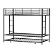 Shintenchi Twin Over Twins Size Bunk Bed with Trundle, Heavy-Duty Metal Frame, 2 Ladders & Full-Length Guardrail, Space-Saving Sleep Solution for Kids/Teens/Adults, Black