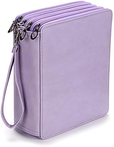 BTSKY Estuche para lápices de colores, organizador de lápices de piel sintética de gran capacidad, capacidad para 160 lápices con correa de asa para