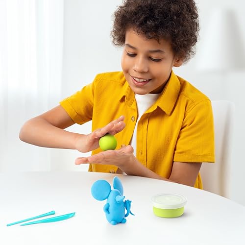 Hey Clay Fluffy Pets – Claymate Meerschweinchen – bunte Modelliermasse, lufttrocknender Ton für Kinder, lufttrocknender Ton-Set, 3 Dosen mit lustiger, interaktiver App