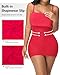 SHAPERIN Deep V Neck Mini Dress for Women Built-in Shapewear Slip Plunge Bodycon Corset Dresses Club Cocktail (Small,Red)