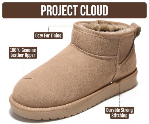 Image of 100% Genuine Leather Womens Boots Fur-Lined Booties Ankle Boots for Women