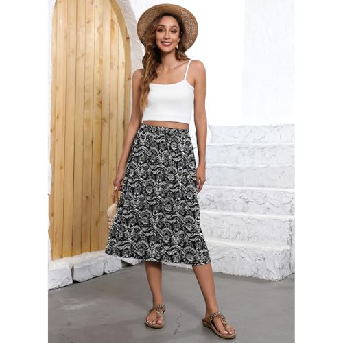 Image of Witsmile Flowy Skirt Elastic High Waist A-Line Skirt with Pockets Bohemia Cover-up for Women 2026 Trendy(S-2XL)
