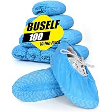 Buself X-Large 100 Count Shoe Covers Disposable Non-Slip, Premium Cloth Boot Covers, Slip-resistant, Durable, Breathable, Non-toxic, Recyclable, Stretchable Fits Up to Size 13 US Men - Blue