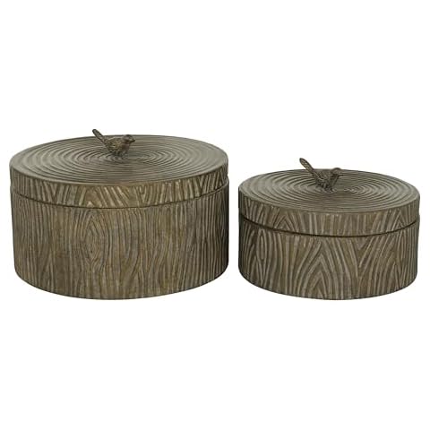 Deco 79 Metal Bird Carved Decorative Jars, Set of 2 Cover