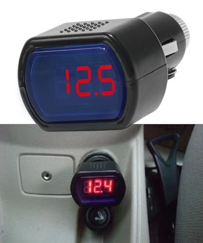 Flaconi LED Allume-Cigare Batterie Voiture Testeur,Moniteur de jauge de Tension de véhicule,Automatique Batterie Voltmètre Indicateur,Ajustement pour la...