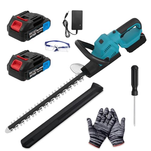 Akku-Heckenschere für Makita-18V-Akku elektrische Heckenschere mit 2 X 2 0 Ah Akkus und Ladegerät 52 cm Schnittlänge 15 mm Zahnabstand 180 drehbarer Kopf für Garten Hecken und Sträucher