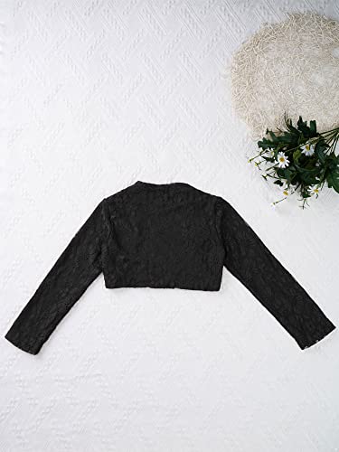 Kids Lace Flower Girl Bolero Shrug Dress Coat Long Sleeve Cardigans Short Jacket Cover up4