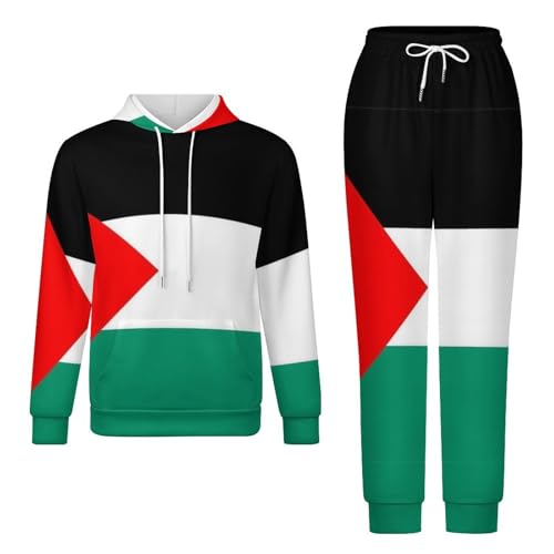 GONMFKM Ensemble Survêtement 2 Pièces Pour Homme Femme Imprimé Drapeau Palestine Survêtement Manches Longues Ensemble Détente Sweat-Shirt Capuche Pantalon...