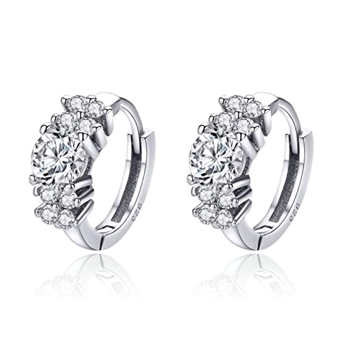 Créoles en argent 925 avec zircons cubiques brillants pour femmes