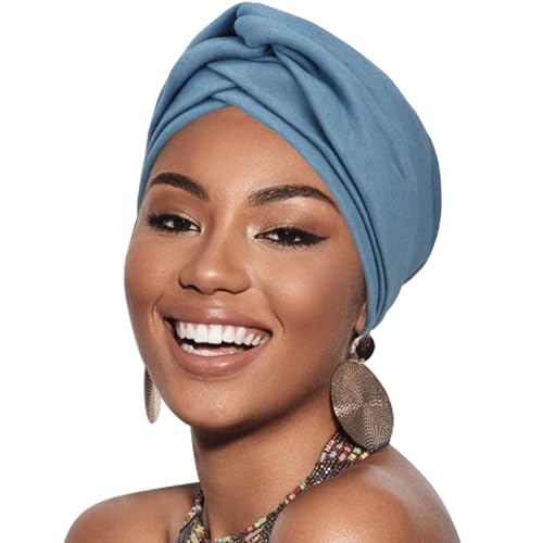 Image of DRESHOW African Women Turban Head Wrap Cross Knot Headwear Twisted Hair Cover Wrap Bonnet Hair Loss Hat for Women Chemo Cap for Cancer Patient