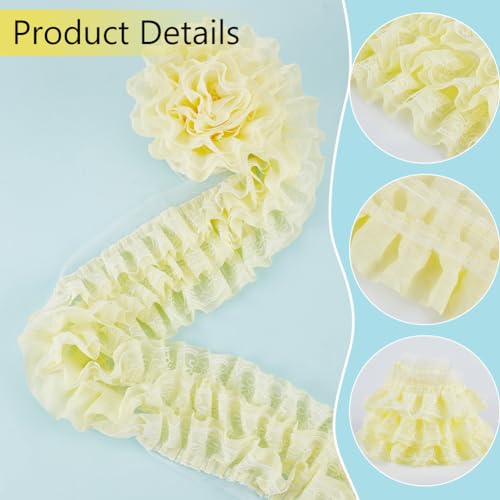 BENECREAT 2.5Yards 3-Layer Ruffle Lace Pleated Trim - Image 4