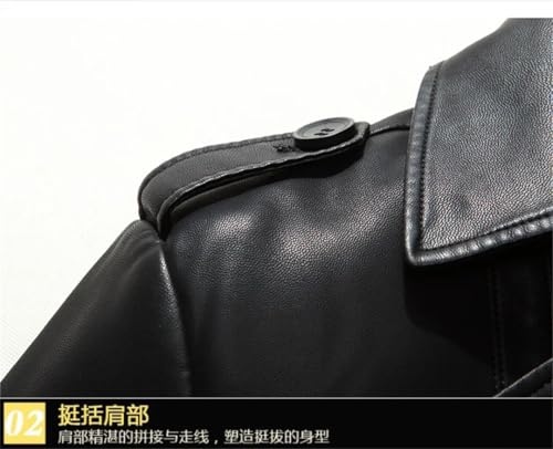 Men Spring Autumn Long Leather Blazers Belt Plus Size Waterproof Windproof Pu Leather Coat2