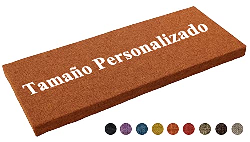 Cojín de Banco Personalizado, Cojines de Silla Personalizados, Cojines de Banco para Muebles de Jardín, Esponja de Alta Resistencia 50D, Funda de Cojín de Lino Extraíble (Naranja) Cover