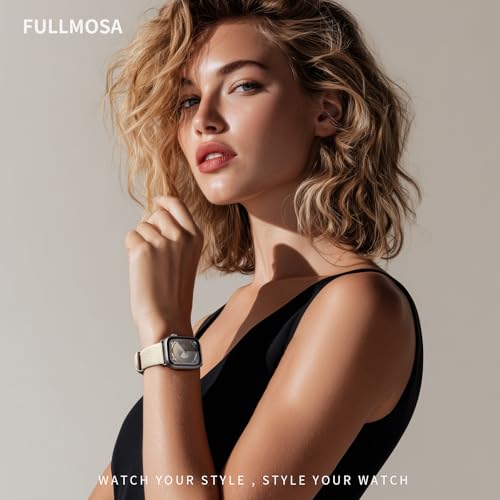 Fullmosa Correa de Reloj Compatible con Correa Apple Watch 38mm 40mm 41mm 42mm 44mm 45mm, Correas de Repuesto de Cuero Genuino Compatible con iWatch 9/8/7/6/SE/5/4/3/2/1, para Hombres Mujeres