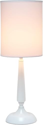 Miniatura 2 de Simple Designs LT2075-WHT - Lámpara de mesa tradicional de metal y hierro con pantalla de tambor, color blanco