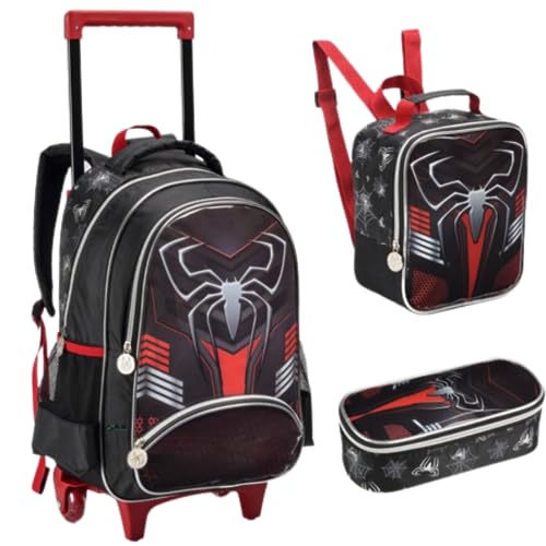 Kit Mochila Infantil Rodinhas Masculina Lancheira Estojo