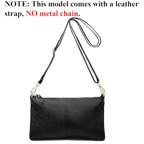 Image of YALUXE Genuine Leather Wristlet Handbags Purses Cell Phone Pocket Clutch Wallet Crossbody Bags for Women