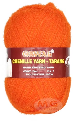 Image of M.G ENTERPRISE Knitting Wool Yarn, Soft Fancy Feather Wool Deep Orange 400 GMS Best Used with Knitting Needles, Soft Fancy Wool-IF Art-AFBJ