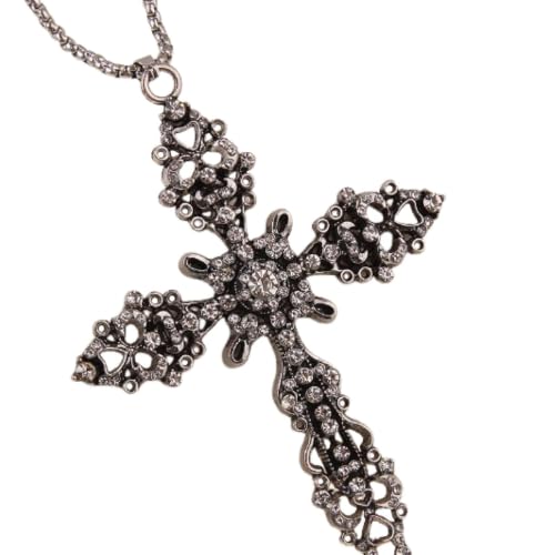 Collier flash croix rétro au fini élégant et détails sculptés