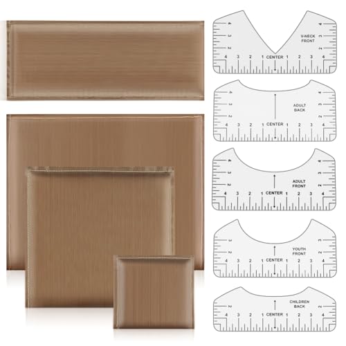 Heat Press Pillow Mat 9 Pcs in 1 Kit 4 Sizes Heat Pressing Transfer Pillow and 5pcs Tshirt Ruler Guide for Vinyl Teflon Pillow Sublimation Printing Heat Resistant Pressing Pillows for Screen Print
