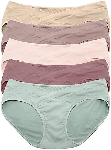 Kindred Bravely Under the Belly Maternity Underwear | Pregnancy Bikini Underwear - 5 Pack (Assorted Pastels, Small)