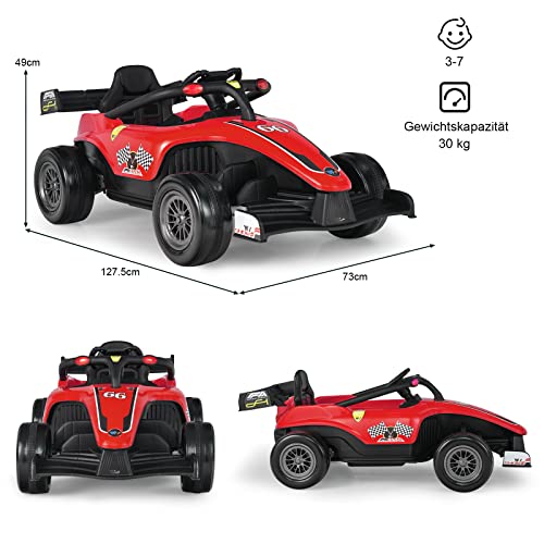 COSTWAY Elektroauto für Kinder, 12V Gokart mit Musik und Licht, Rennauto 2-5 km/h, mit 2,4 G Fernbedienung, Go Cart für Kinder ab 3 Jahre (Rot) – Bild 7
