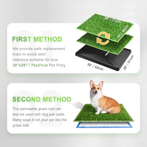 Image of Hompet Dog Grass Pads, Puppy Turf Potty Training Pads, Artificial Turf for Dog Systems Replacement Grass Mats, Easy to Clean with Fast Drain Holes, Indoor /Outdoor Garden Lawn Patio Balcony 28 inchx18 inch