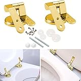 Loszaral Gold Toilet Seat Hinges, Universal Fit, Complete Installation Kit, Premium Zinc Alloy, Anti-Corrosion Nylon Nuts, Adjustable Fittings