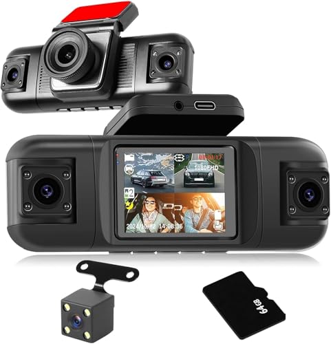 NHOPEEW Dash Cam a 4 canali 360°- Dashcam anteriore e
