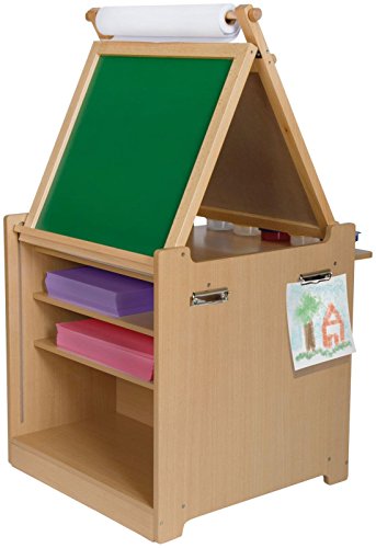Guidecraft Desk To Easel Art Cart - Kids' Folding Arts And Crafts Activity Center With Chalkboard, Whiteboard, Paper Roller, Paint Cups, And Fabric Storage Bins #TOP26