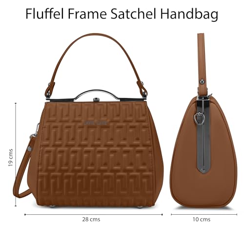 Image of Lavie Luxe Women's Fluffel Frame Satchel Handbag for Women | Satchel Bag for Work | Ladies purse | Stylish Shoulder Bag | Gift For Women