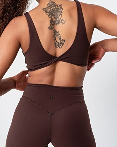 Kamo Fitness Serenity Shorts High Waisted 6" Inseam No Front Seam Thigh Friendly V Booty Seam Women's Biker Shorts (Java Brown, S) #TOP2