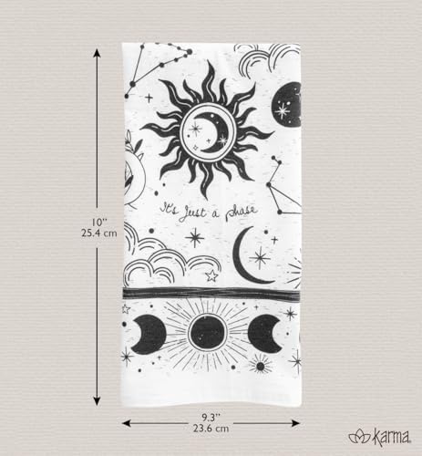 Karma Gifts KA101944 Black And White Boho Tea Towel,Cotton, Octopus 18" x 22"
