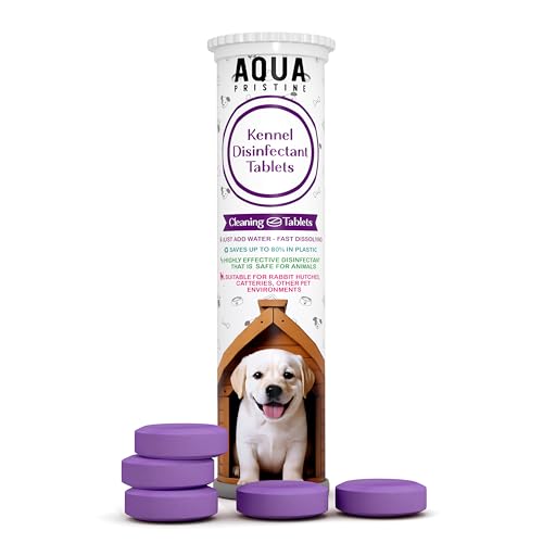 Aqua Pristine Dog Kennel Disinfectant and Deodoriser Tablets | Makes up to 14L Solution | Kennel Cleaner Disinfectant | Rabbit Hutch Cleaner | 14-Tablet Pack | Fast Dissolving | Pet Safe | Apple Scent