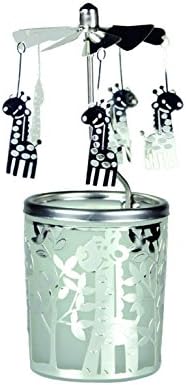 Kerzenfarm Giraffe Rotary Carousel for Tealights, Metal and Glass, 16.5cm high, Silver, 6x6x16.5 cm