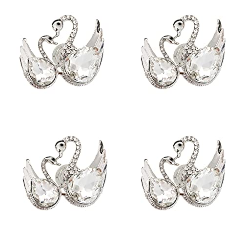 Kreative Knöpfe in Schwanenform, 4 Stück, eingelegte mit Kristallknäufen für Wohnzimmer, Schlafzimmer, Badezimmer, Küche, Schrank, Schublade, Kommode, Einzelloch, Griff + Schraube Cover