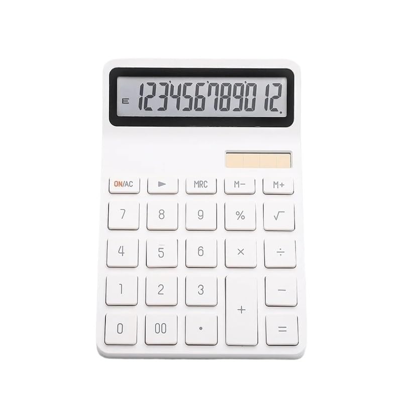 Solar Calculator Desktop Calculator LCD Display Sensitive Buttons Dual Solar Accounting Calculator Power and Battery Standard Function For Office Home School Big Button Accounting Calculator(White)