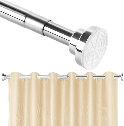 Extendable Shower Curtain Pole - Adjustable Curtain Tension Rod 115-210cm Stainless Steel Shower Curtain Rod No Drilling Telescopic Shower Curtain Rail for Bathroom Window Closet Voile Net