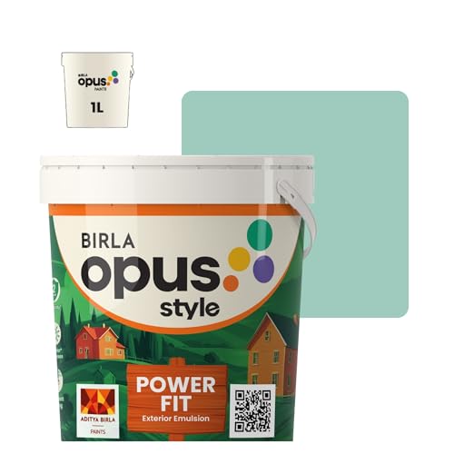 Image of Birla Opus Style Power Fit Exterior Emulsion Paint (1L, Bobbing Boats, Matte Finish) | Superior Whiteness & Brightness, Excellent Finish, Low VOC | 2 Yr Warranty | For Exterior, Outdoor Walls
