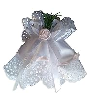 KERZENMANSCHETTE Stoff ROSA VERZIERT – Tropfschutz für TAUFKERZEN & KOMMUNIONSKERZEN für Mädchen – Ø 3–6 cm – Festliches Kerzenzubehör mit Gummiband – MaMeMi Qualität