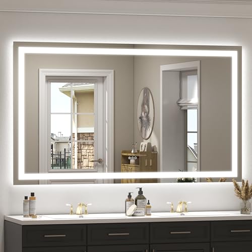 Image of 68x40 Inch LED Lighted Mirror for Bathroom