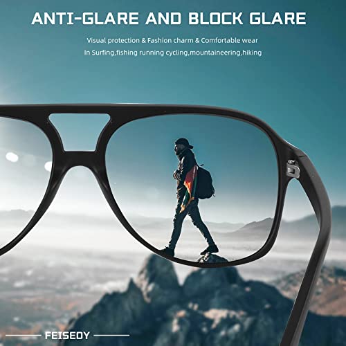 Image of FEISEDY Vintage Retro 70s Plastic Aviator Sunglasses Women Men Classic Large Squared Frame B2751