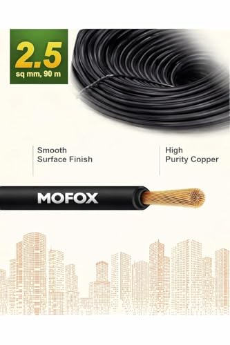 Image of MOFOX Diamond Series FR /FRLS Electrical Wire, Multi-Strand Copper Conductor 90 Meter (BLACK, 2.50 SQ MM)