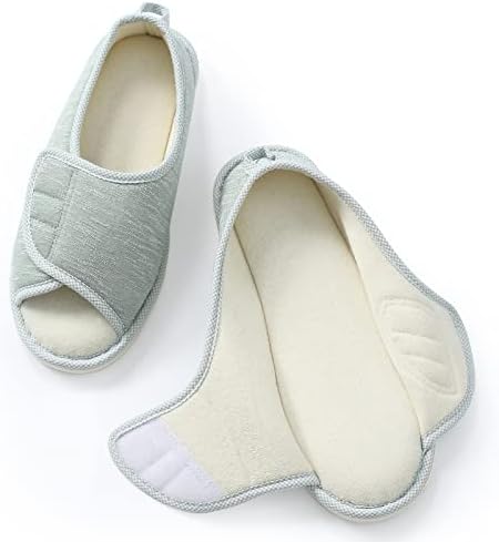 IIITHREE Women's Open Toe Diabetic Slippers with Moisture Wicking Lining, Memory Foam and Adjustable Closure, Arthritis Edema Comfort House Shoes | Image 2