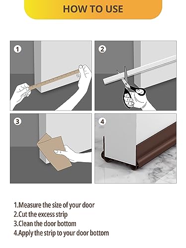 Vastaia Tochtstopper voor deuren, 2 stuks, 100 cm, geschikt voor 3-5 cm dikte, maximale openingenvulling 2,5 cm, kan vrij worden gesneden, snel en eenvoudig aan te brengen, als geluidsisolatie, - Image 8
