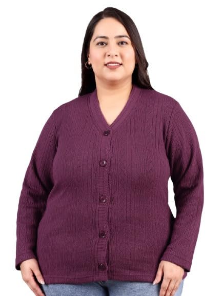 Image of HIFZAA Plus Size Sweater for Womens Woolen Full Sleeve Cardigan 3XL 4XL 5XL 6XL
