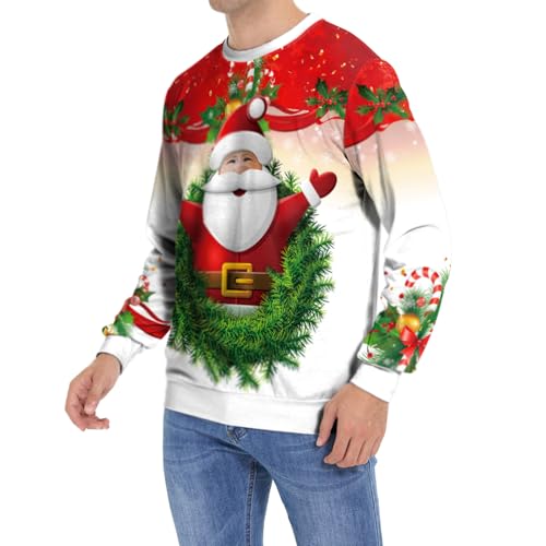 Eciodci Unisex Christmas Ugly Sweatshirt 3D Christmas Tree Xmas Lights Print Pullover Long Sleeve Sweatshirts for Merry Party - Image 6